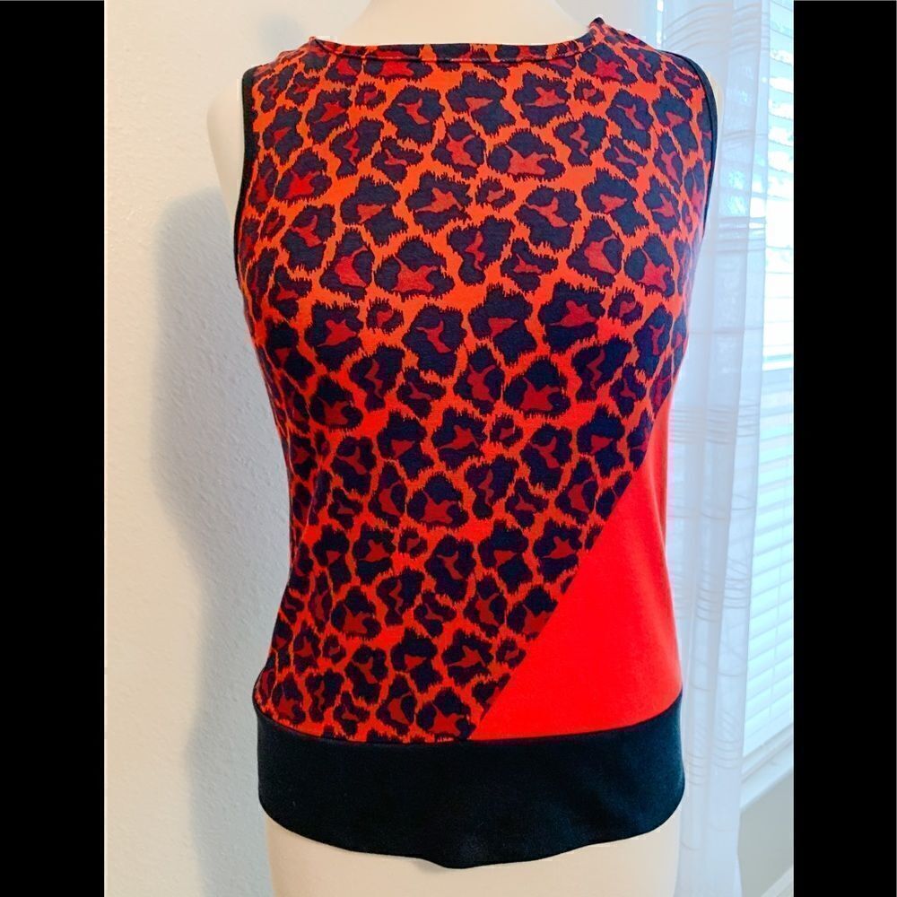 Ann Taylor black and red leopard print top